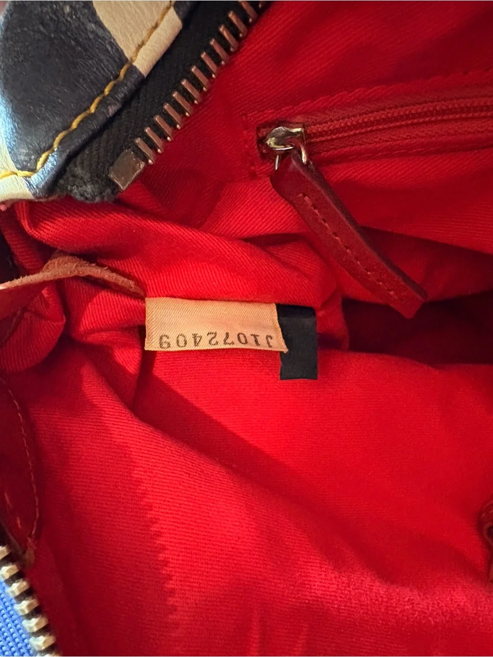 Dooney & Bourke Black and Cream Zebra Satchel with Red Trim